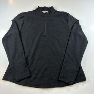 Tommy Bahama Women's Black Jacquard 1/4 Zip XL Monochromatic Chic Coastal Sporty